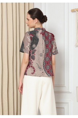 Lyne Halim Blouse Batik Dobby Janggan– Atasan Wanita Formal Modern, BLO-3430